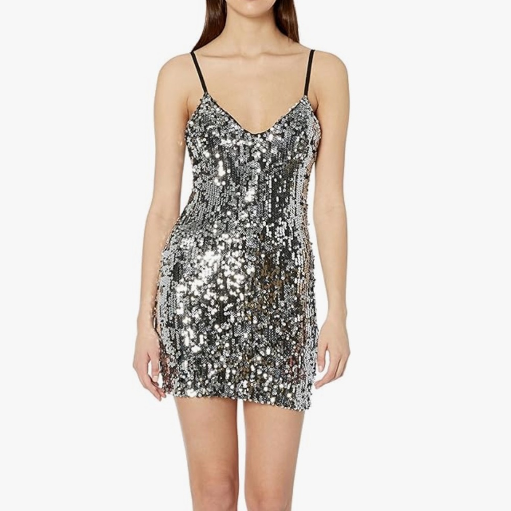 Cosmopolitan New Years Polly Sequin Silver Mini Dress